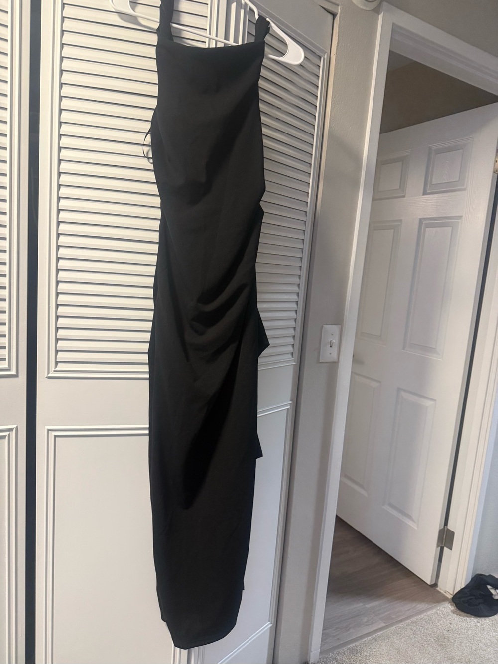 SHEIN Black Asymmetric Bodycon Midi Dress